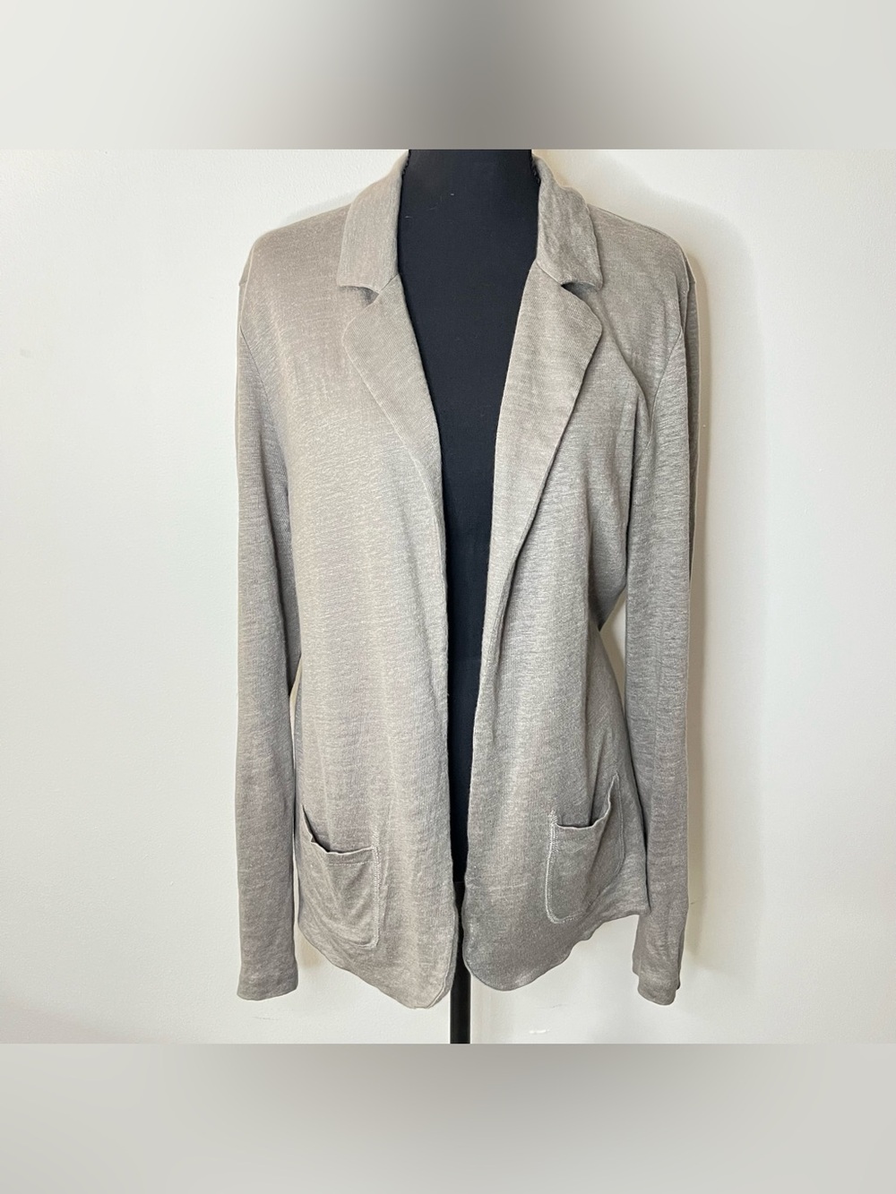 Neiman Marcus Majestic Paris 100% Linen Knit Beige Cardigan Blazer Sweater Sz 4